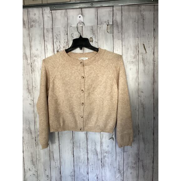 The Open Sweater Preppy Knit Fabric Knit Round Neckline Solid Button Cardigan M - Picture 1 of 5